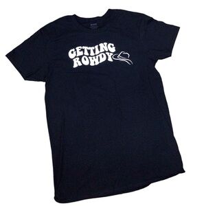 Getting Rowdy Sparkle Letters Woman’s T Shirt EUC size Medium